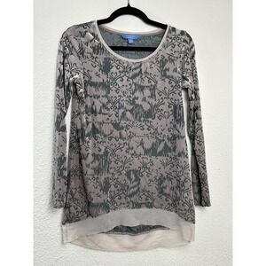 Simply Vera Wang Womens Sz XS Burnout Velvet Long Sleeve Shirt WhimsiGoth Witchy